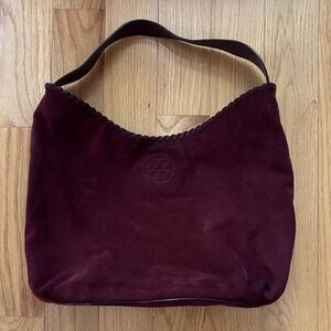 Tory Burch Burgundy Suede Shoulder Bag
12" X 15" X 6"